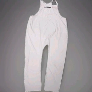 Harem Womens One Piece Jumpsuit Bib Spaghetti Straps Zipper Detail Large Khaki - Picture 1 of 10