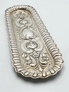 Small Antique Sterling Silver Rococo Revival Oblong Tray, 1902, Edwardian Silver - Picture 1 of 5