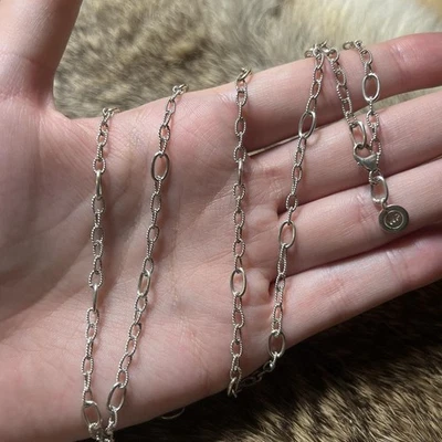 LONGO!!! Corrente de estação WAXING POETIC prata esterlina envelhecida e L 32” TODA PRATA - Imagem 1 de 2