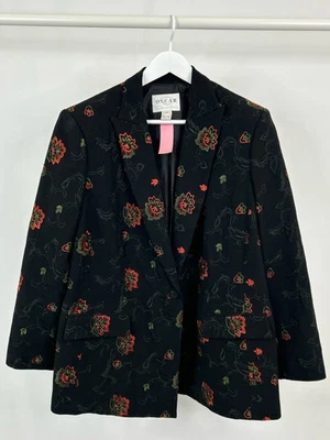 Blazer de lana vintage floral clásico talla 18W negro abrigo de mujer OSCAR DE LA RENTA Foto 1 de 4