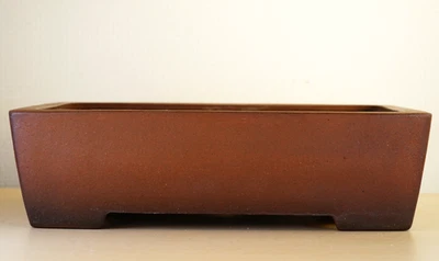 Japanese Bonsai Pot Tokoname NAKANO GYOZAN 10.9"(27.8cm) Unglazed Rectangle Y967 - Image 1 of 4