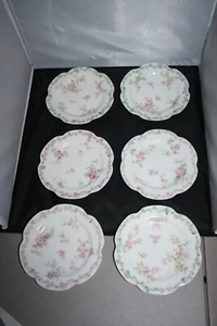 Haviland Frankreich Limoges 6,25" Teller rosa Blumen Lot/6 - Bild 1 von 11