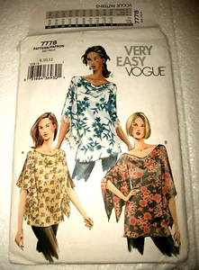 Vintage Miss Vogue Sewing Pattern 7778 Very Easy Loose Tunic UNCUT Size 8-10-12 - Picture 1 of 5
