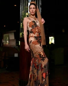 Elegant Floral Embellished Evening Gown - Multi-Color Formal Dress, Size 6 US - Picture 1 of 24