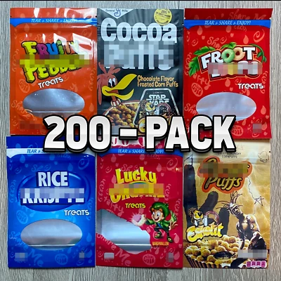 Paquete de 200 bolsas de bocadillos vacías con cierre de cremallera golosinas de cereales almacenamiento de alimentos envases sellables Foto 1 de 4