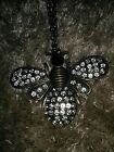 New Vintage Style Diamante 'Bee' Pendant Necklace In Bronze Finish Adjustable
