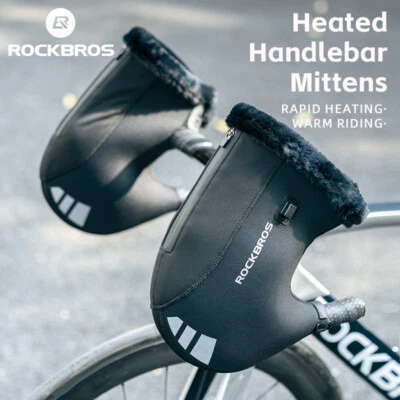 Guantes térmicos a prueba de viento ROCKBROS para manillar eléctricos con calefacción MTB bicicleta de carretera Foto 1 de 4