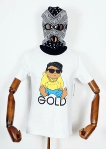 Gold Skateboard Wheels T-Shirt Tee Lil' Dune White In S DGK Dirty Ghetto Kids - Picture 1 of 1