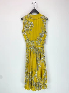Nanette Lepore Sleeveless Yellow Floral Pleated Dress Size US2 UK6 New with Tags - Picture 1 of 14