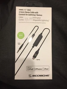 SCOSCHE Strikeline 3.5mm Stereo Aux Cable with Lightning Control Cable for Apple - Picture 1 of 1
