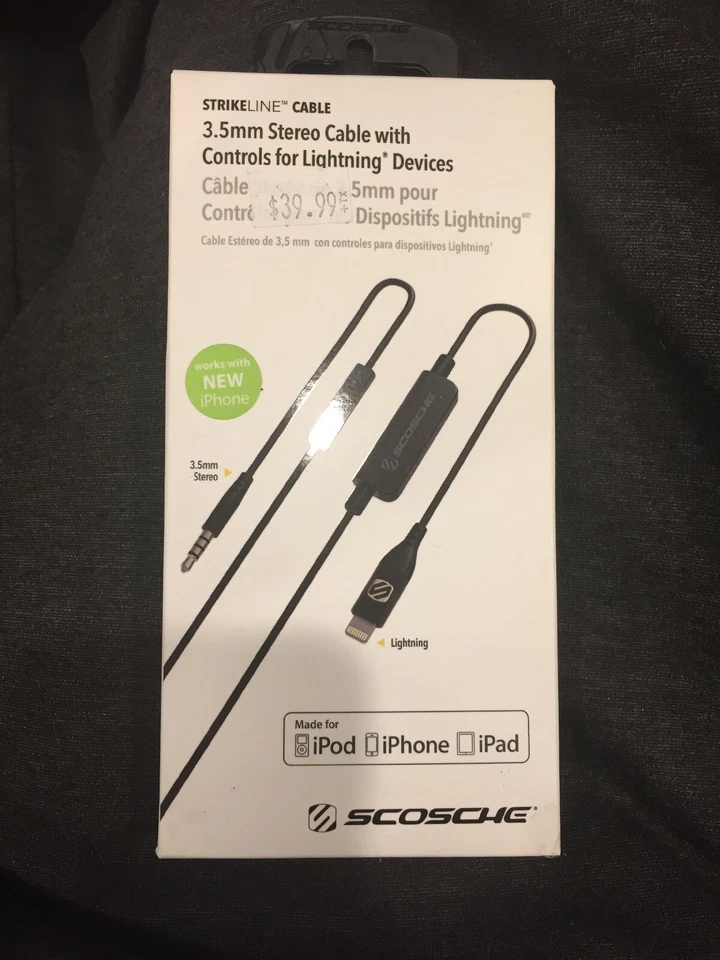 SCOSCHE Strikeline 3.5mm Stereo Aux Cable with Lightning Control Cable for Apple - Изображение 1 из 1