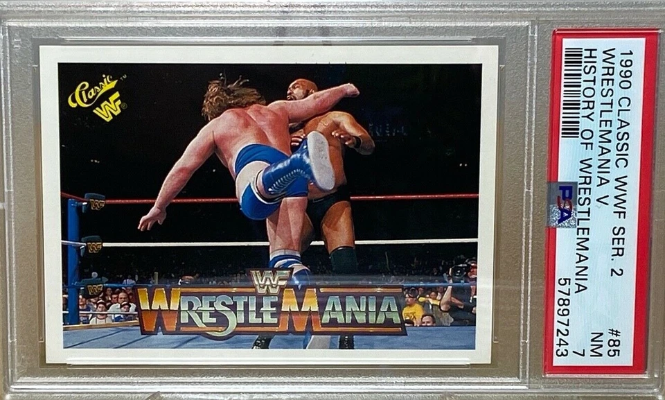 HACKSAW JIM DUGGAN v BAD NEWS BROWN WWF HISTORY WRESTLEMANIA PSA 1990 CLASSIC 85 - Image 1 of 3