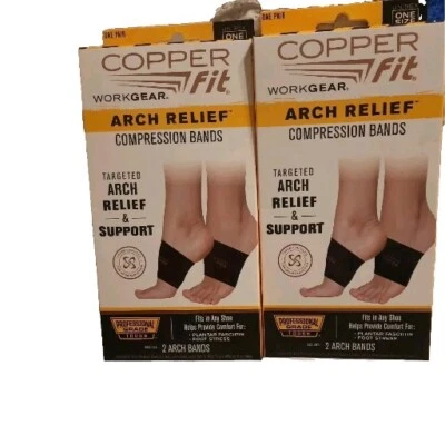 2 Pairs Copper Fit Work Gear Arch Relief Compression Bands, Professional Grade - Image 1 of 2