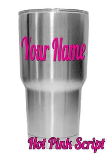 Custom Name Vinyl Decal for Yeti RTIC Ozarks Tumbler Sticker SCRIPT Letters  - Picture 1 of 23