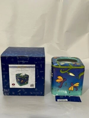 Terri Kern Designs Ceramic Tissue Box Cover Blue Floral, Red Carpet Studios 2005 - Image 1 of 4