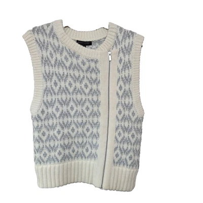 Colete Suéter Feminino Banana Republic Jacquard Zíper Tamanho P Mescla de Lã Alpaca Novo com etiquetas - Imagem 1 de 4