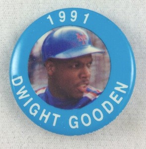 MLB 1991 MLBPA Photo Button Pin - New York Mets - Dwight Gooden