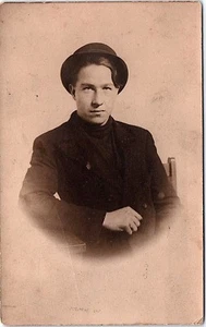 RPPC Real Photo Postcard Handsome Young Man Bachelor Studios Cincinnati Ohio OH - Picture 1 of 2