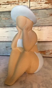 Contemplative Woman Figure Statue Beach Coastal Ocean Tabletop Decor 8”Seaside - Picture 1 of 6