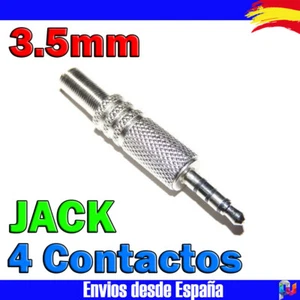 Conector Clavija Jack Macho Para Soldar 3,5 mm - 4 Contactos - Plateado Metal - Imagen 1 de 2