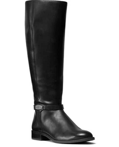 Michael Michael Kors Finley Leather Riding Boots Black - Picture 1 of 4