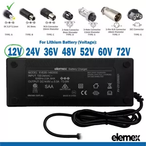 12V 5Ah Battery Charger Lithium eBike Scooter Mobility DC 5.5 x 2.1mm Connector - Picture 1 of 3
