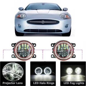 LED Fog Light Kit Angel Eye Rings DRL Daytime Running Lamp Fit For Jaguar XK - Picture 1 of 12