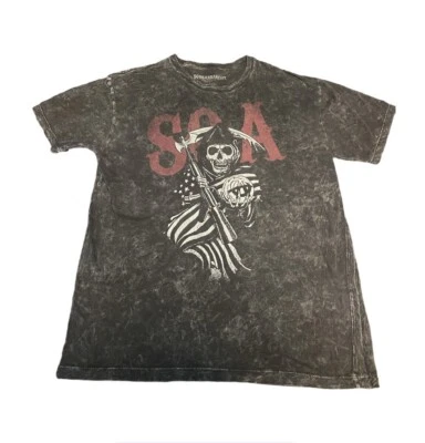 Sons Of Anarchy Reaper Flag T Shirt  Size XL Gray Tie Dye 2014 Biker Foto 1 de 4