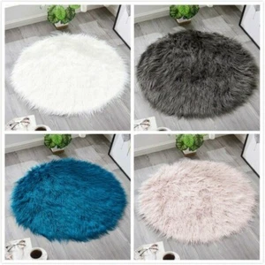 Fluffy Plush Area Rug Pad Round Faux Fur Carpet for Living Room Shaggy Floor Mat - Picture 1 of 15