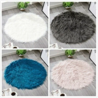 Fluffy Plush Area Rug Pad Round Faux Fur Carpet for Living Room Shaggy Floor Mat - Image 1 of 4