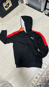 Puma Hoodie Youth Size 5 Black Zip Up embroidered logo on front NWT - Picture 1 of 5