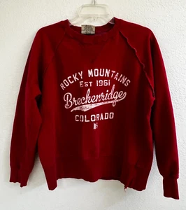 Felpa Pullover Breckenridge Colorado Rocky Mountain Maroon Taglia Large - Foto 1 di 8