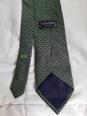 Corbata de seda para hombre Celine Paris azul marino/verde Foto 1 de 4