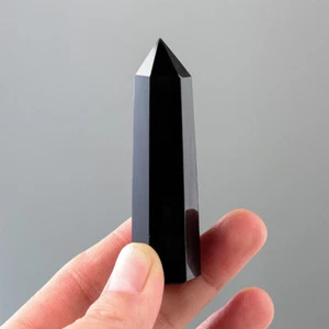 Natural Black Obsidian Quartz Crystal Stone Point Healing Hexagonal Wand Reiki - Imagen 1 de 29
