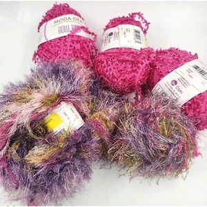 Yarn Lot Pink, Purple, Green for Crocheting, Knitting, Fiber Art, Junk Journalin - Picture 1 of 4