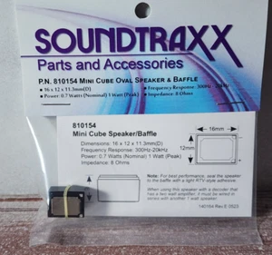 Soundtraxx 810154 Mini Würfel Lautsprecher mit Schallwand 16 x 12 x 11,3 mm 8 Ohm - Bild 1 von 2