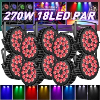 270W 18 LED PAR Can Stage Lighting RGBW DMX Club DJ Disco Party Show Xmas Light - Image 1 of 4