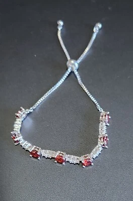 Precioso Brazalete Bolo Brillante Tono Rojo/Plata - Nuevo Foto 1 de 3