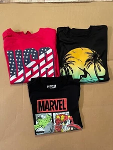 3 Boys T-Shirts, Size 10 - 12, Marvel, Place, Tech Gear, USA, Surfer, Super Hero - Picture 1 of 8