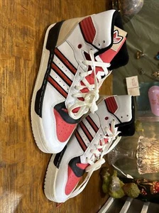 Adidas Rivalry High Top Red White Men's Leather Shoes Sneakers Size 10 - Picture 1 of 12
