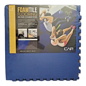 Cap High Density Reversible 4-Piece Puzzle Exercise Mat Red/Black or Blue/Black - Picture 1 of 8