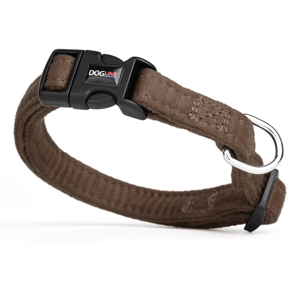 Collar plano de microfibra cómodo para perros con 5/8" L 9"-13" marrón Foto 1 de 4