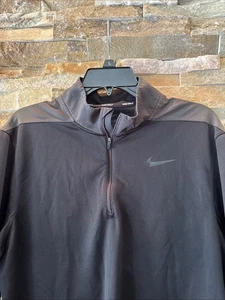 Nike Golf Dri Fit 1/4 Zip Pullover Jacket Mens - Black Gray L - Picture 1 of 6