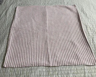 West Elm Euro Pillow Sham Flax Linen Classic Stripe Dark Pink Rust 28 Sq  EUC - Image 1 of 4