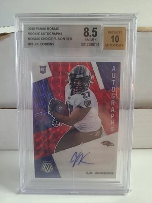 2020 Panini Mosaicnrookie Autographs Fusion Red J.K. Dobbins Auto BGS 8.5... - Image 1 of 3