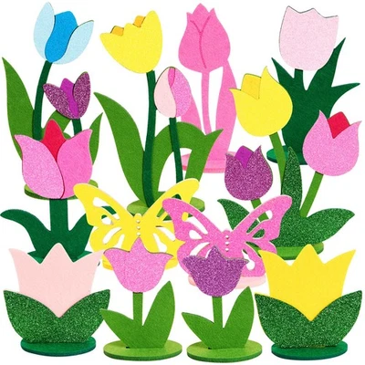 18 PCS Tulip Felt Table Decorations Butterfly Felt Table Centerpieces Flowers... - Изображение 1 из 4