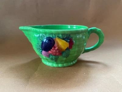 Vintage Carlton Ware basket weave fruit green floral milk jug VGC - Image 1 of 4