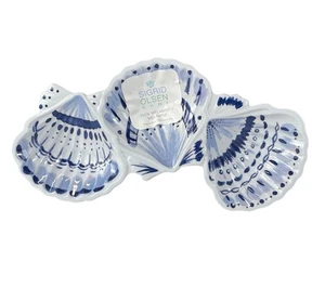 Sigrid Olsen Melamina Almeja Cáscara Salsa Relish Bandeja Azul y Blanco 12.5" NUEVO - Imagen 1 de 7