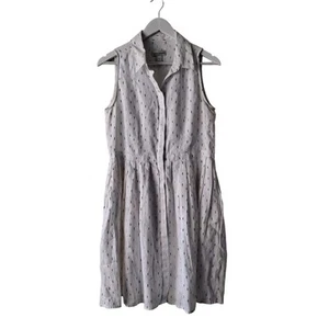 Neiman Marcus Square Dot Kleid Leinen ärmellos A-Linie Mini weiß Damen Small - Bild 1 von 18