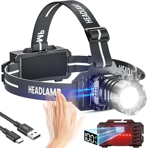 Sogdeco Head Torch,Head Torch Rechargeable 8 Light Modes 50000LM Super Bright - Picture 1 of 8